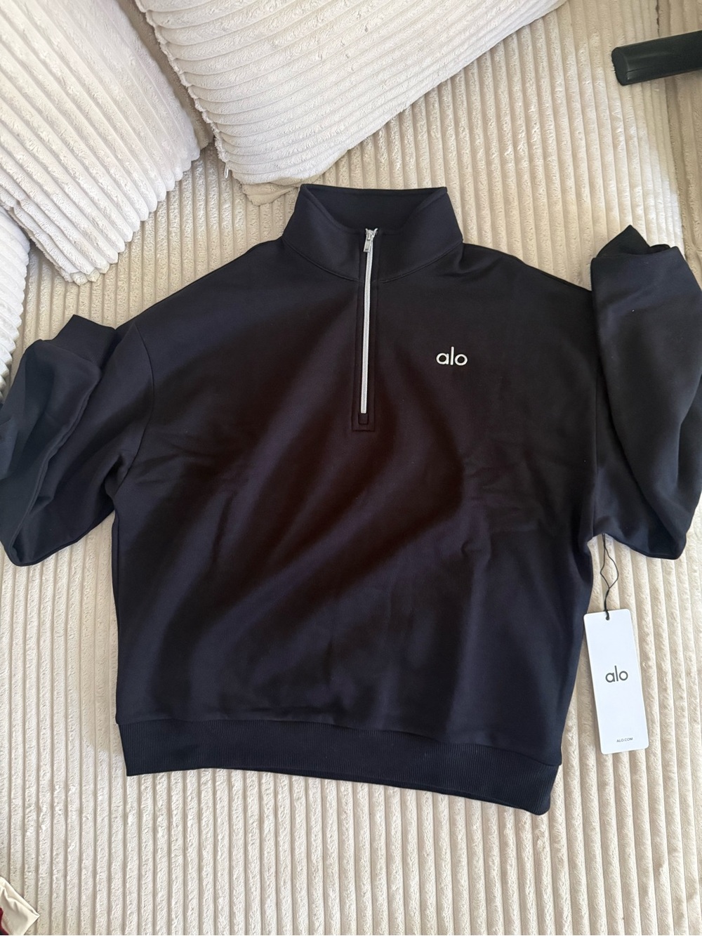 ALO Yoga Black 1/4 Zip Pullover Sweater